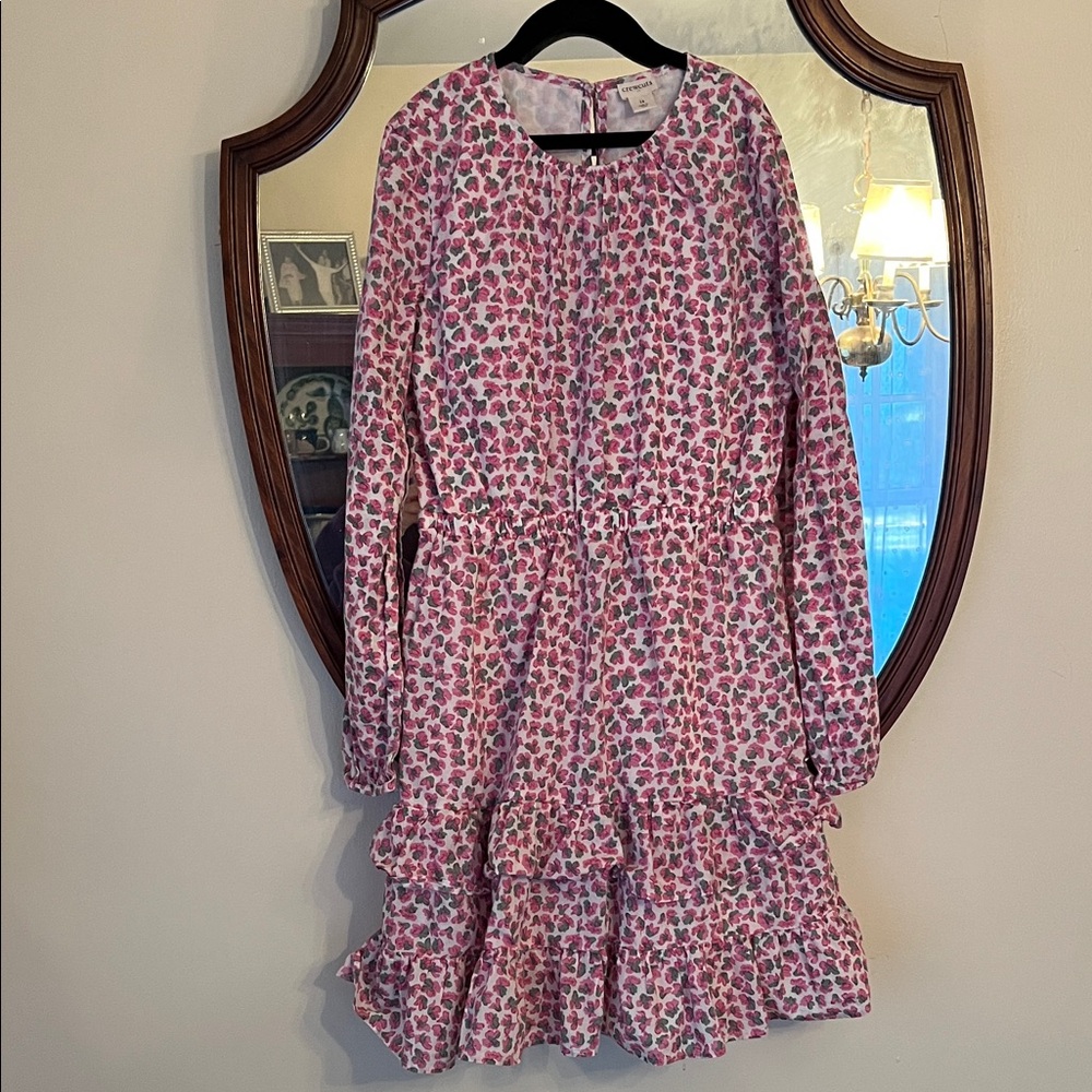 Crewcuts Pink and Green Floral Dress Cotton lined in Cotton Size 14 in EUC